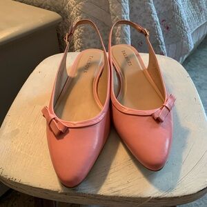 Talbots Pink Bow Detail Slingback Flats